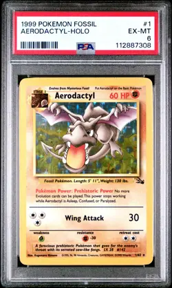 1999 POKEMON FOSSIL #1 AERODACTYL-HOLO PSA 6 - Image 1