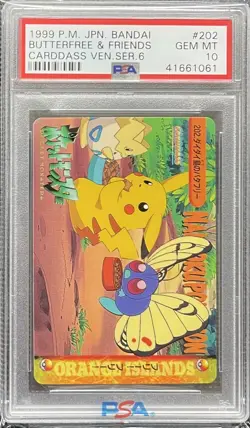 Pokemon Bandai Carddass Butterfree & Friends PSA 10 #202 Vending Series 6 - Image 3