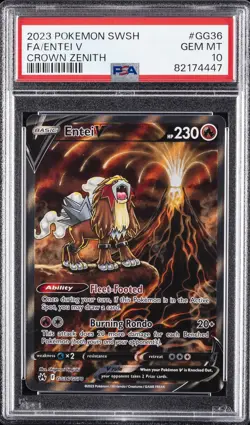 2023 POKEMON SWORD & SHIELD CROWN ZENITH #GG36 FULL ART/ENTEI V PSA 10 - Image 1