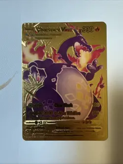 POKEMON Gold Charizard VMAX HP 330 Claw Slash Gigantamax SV107/SV122 FAN ART - Image 1