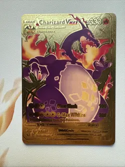 POKEMON Gold Charizard VMAX HP 330 Claw Slash Gigantamax SV107/SV122 FAN ART - Image 3