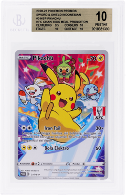 2020 Pokemon Sword and Shield Promo Indonesian Pikachu BGS 10 - Image 1