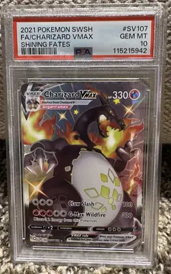 Pokemon Charizard VMAX SV107/SV122 Shiny Vault Holo Full Art Shining Fates PSA10 - Image 1