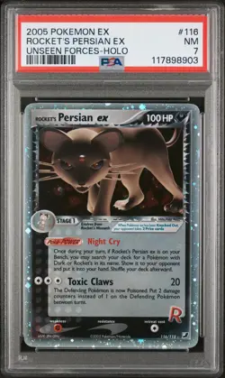 Pokemon Rocket's Persian EX Unseen Forces 2005 116/115 Holo Rare PSA NM - Image 1