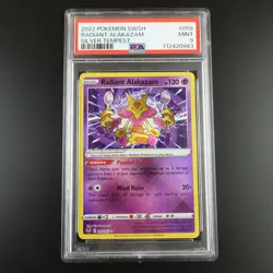 PSA 9 Radiant Alakazam 059/195 Pokemon Silver Tempest Holo Graded Card - Image 1