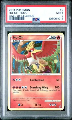 2011 POKEMON CALL OF LEGENDS #9 HO-OH-HOLO PSA 9 - Image 1