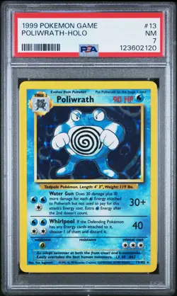 1999 POKEMON GAME 13 POLIWRATH-HOLO PSA 7 - Image 3