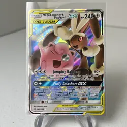 tag team Mega Lopunny & Jigglypuff GX Cosmic Eclipse 165/236 Full Art pokemon - Image 1