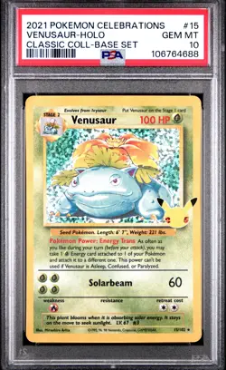 2021 POKEMON CELEBRATIONS CLASSIC COLLECTION #15 VENUSAUR-HOLO PSA 10 - Image 1