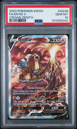 2023 POKEMON SWORD & SHIELD CROWN ZENITH #GG36 FULL ART/ENTEI V PSA 10 - Image 1