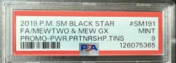 2019 Pokemon SM Black Star Promo Mewtwo & Mew GX FA #SM191 PSA 9 Mint - Image 3