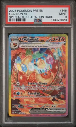 2025 POKEMON PRE EN-PRISMATIC EVOLUTIONS #146 FLAREON EX PSA 9 - Image 1