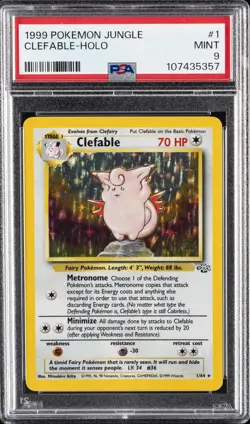 1999 POKEMON JUNGLE #1 CLEFABLE-HOLO PSA 9 - Image 1