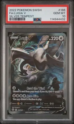 2022 POKEMON SWORD & SHIELD SILVER TEMPEST #186 FULL ART/LUGIA V PSA 10 - Image 1