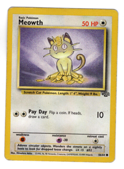 Meowth 56/64 Common Jungle Set Pokemon Card - Image 1