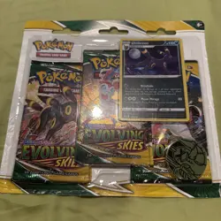 Pokemon TCG Sword & Shield Evolving Skies 3 Pack Blister with Umbreon Promo Card - Image 1