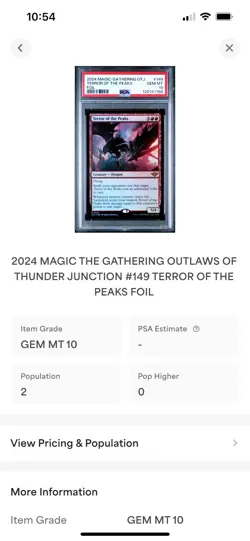 2024 MTG OTJ Terror Of The Peaks Foil #149 PSA 10, PSA Pop 2 - Image 3