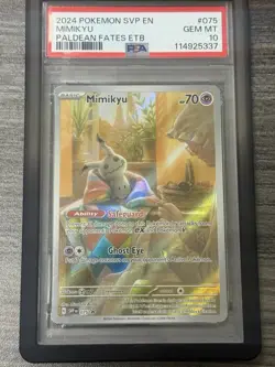 2024 Pokemon SVP en Mimikyu Paldean Fates ETB #075 Gem Mint PSA 10 - Image 1