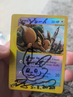 2003 Pokemon Eevee Reverse Holo Aquapolis Midori Harada Auto 75/147 Near Mint+ - Image 1