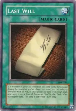 Last Will - SDY-039 - Common - Unlimited Edition PL/MP Yugioh Starter Deck Cards - Image 1