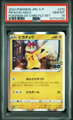 2022 POKEMON JPN S PROMO POKEMON GO CARD FILE SET #272 PIKACHU-HOLO PSA 10 - Image 1
