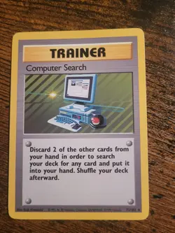 Computer Search 71/102 Rare Non-Holo Base Set Pokemon Trainer Card MP LP - Image 1