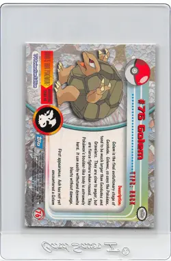 GOLEM #76 - BLUE Logo - NON-HOLO - SERIES 1 - TOPPS Pokemon Card - LP - Image 2