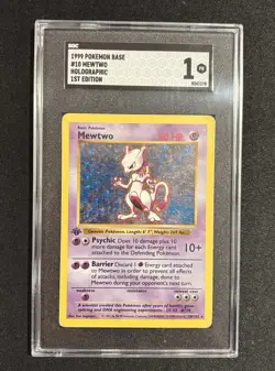 1999 POKEMON BASE SET 1ST FIRST EDITION SHAWDOWLESS MEWTWO HOLO #10 SGC 1 - Image 1
