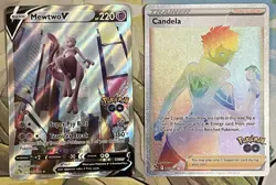 Pokemon TCG Pokemon Go Lot Mewtwo V Alt Art + Candela Rainbow Rare - Image 1