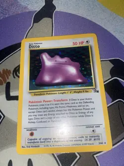 Pokemon TCG Holo Ditto Fossil 3/62 Rare LP - Image 1