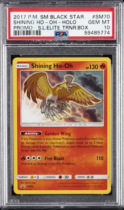 2017 POKEMON SM BLACK STAR PROMO #SM70 SHINING HO-OH-HOLO PSA 10 - Image 1