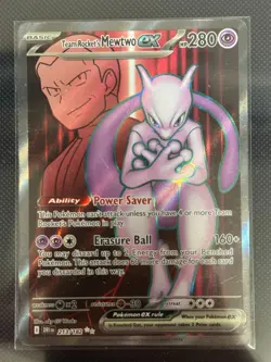 Pokemon TCG Team Rocket's Mewtwo EX 213/182 Destined Rivals NM/M Full Art - Image 1