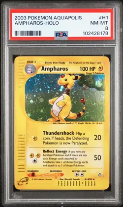 2003 POKEMON AQUAPOLIS #H1 AMPHAROS-HOLO PSA 8 - Image 1