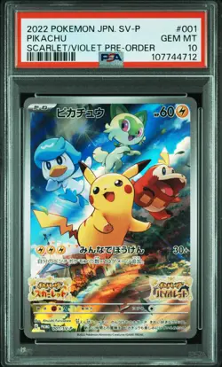 2022 POKEMON JPN SV PROMO SCARLET & VIOLET PRE-ORDER #001 PIKACHU PSA 10 - Image 1