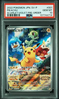 2022 POKEMON JPN SV PROMO SCARLET & VIOLET PRE-ORDER #001 PIKACHU PSA 10 - Image 1