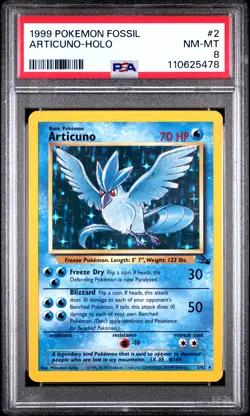 1999 POKEMON FOSSIL #2 ARTICUNO-HOLO PSA 8 - Image 1