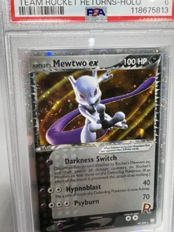 2004 POKEMON EX TEAM ROCKET RETURNS #99 ROCKET'S MEWTWO EX-HOLO PSA 6 SWIRLS - Image 2