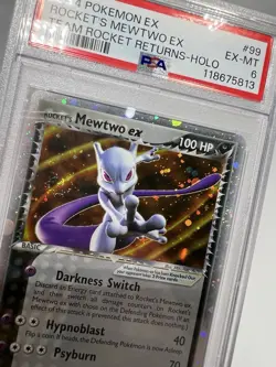 2004 POKEMON EX TEAM ROCKET RETURNS #99 ROCKET'S MEWTWO EX-HOLO PSA 6 SWIRLS - Image 3