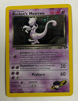 1999 Pokemon Gym Challenge Rocket's Mewtwo Holo Card # 14/132 MP - Image 1
