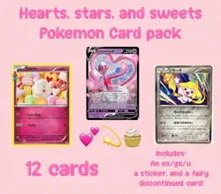 Cute Hearts, Stars, And Sweets Pokemon Card Pack (12x) EX/GX/V + Sticker + Fairy - Image 1