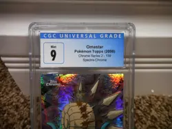 Omastar Topps Spectra Chrome cgc 9 MINT Pokemon card 139 Series 2 psa 2000 card - Image 2