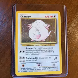 Chansey Pokemon Holo Card from the Base Set #3/102 Ultra PRO Card Sleeve MP 🔥 - Image 1