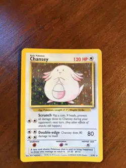 Chansey Pokemon Holo Card from the Base Set #3/102 Ultra PRO Card Sleeve MP 🔥 - Image 2