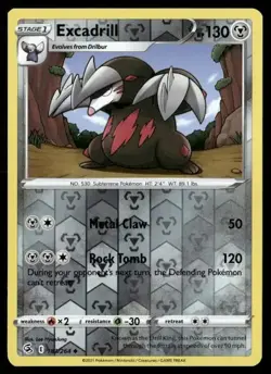 2021 Fusion Strike Set Pokemon Card 183 Excadrill Reverse Foil NM - Image 1