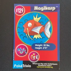 Magikarp 1999 Original 151 Pokemon Burger King PokeTrivia Trading Card #129 - Image 1