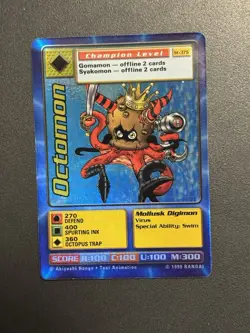 Digimon Card OCTOMON St-37S Digi-Battle Champion Level Holo Bandai 1999 - Image 1