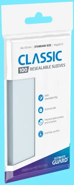 100 ULTIMATE GUARD CLASSIC RESEALABLE STANDARD Card Sleeves Clear ccg tcg soft - Image 1
