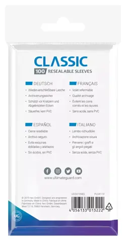 100 ULTIMATE GUARD CLASSIC RESEALABLE STANDARD Card Sleeves Clear ccg tcg soft - Image 2