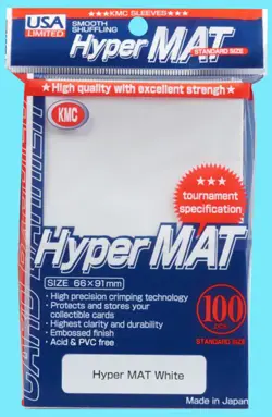 100 KMC HYPER MAT WHITE Standard Deck Protector Sleeves Japan Card Barrier Matte - Image 1