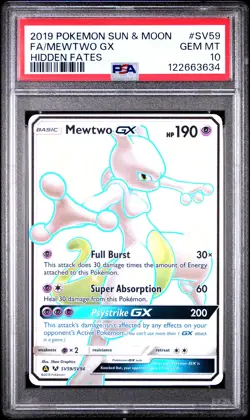 2019 POKEMON SUN & MOON HIDDEN FATES #SV59 FULL ART/MEWTWO GX PSA 10 - Image 1